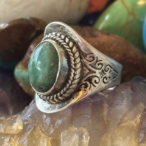 Green chalcedony 925 boho 925 solid sterling silver ring